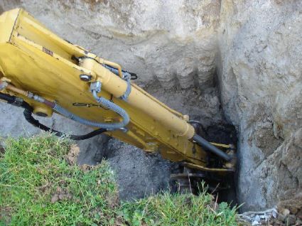 Site minier d'Abbaretz : vue de l'excavation du fontis