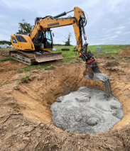 Percolation des enrochements au béton