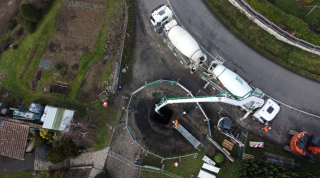 Rive de Gier - Traitement désordre 1 – Coulage du béton dans le puits