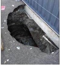 Vue du fontis au droit de la façade du Centrakor