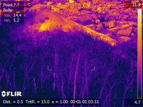​  Saint-Etienne (42) - Vue thermographique à distance des terrils Couriot B en 2024  ​