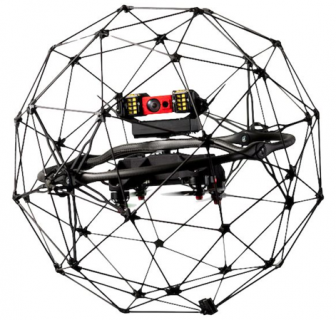 Drone de type Elios 2 équipé d'éclairage